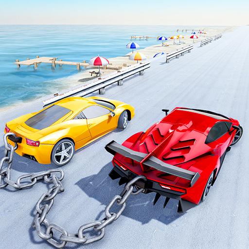 Read more about the article Chained Car Stunts Race Mega Ramp GT Racing