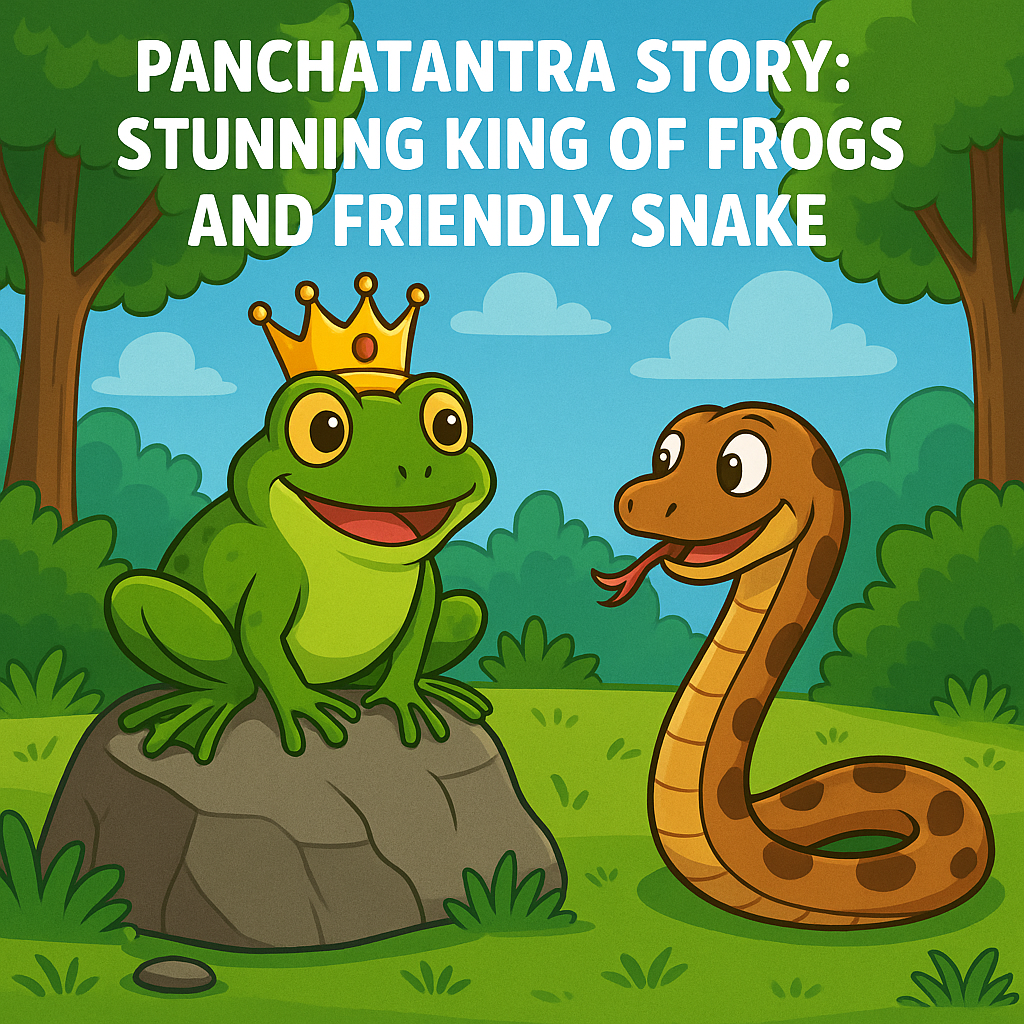 You are currently viewing Panchatantra Story: Stunning King of Frogs and Friendly Snake