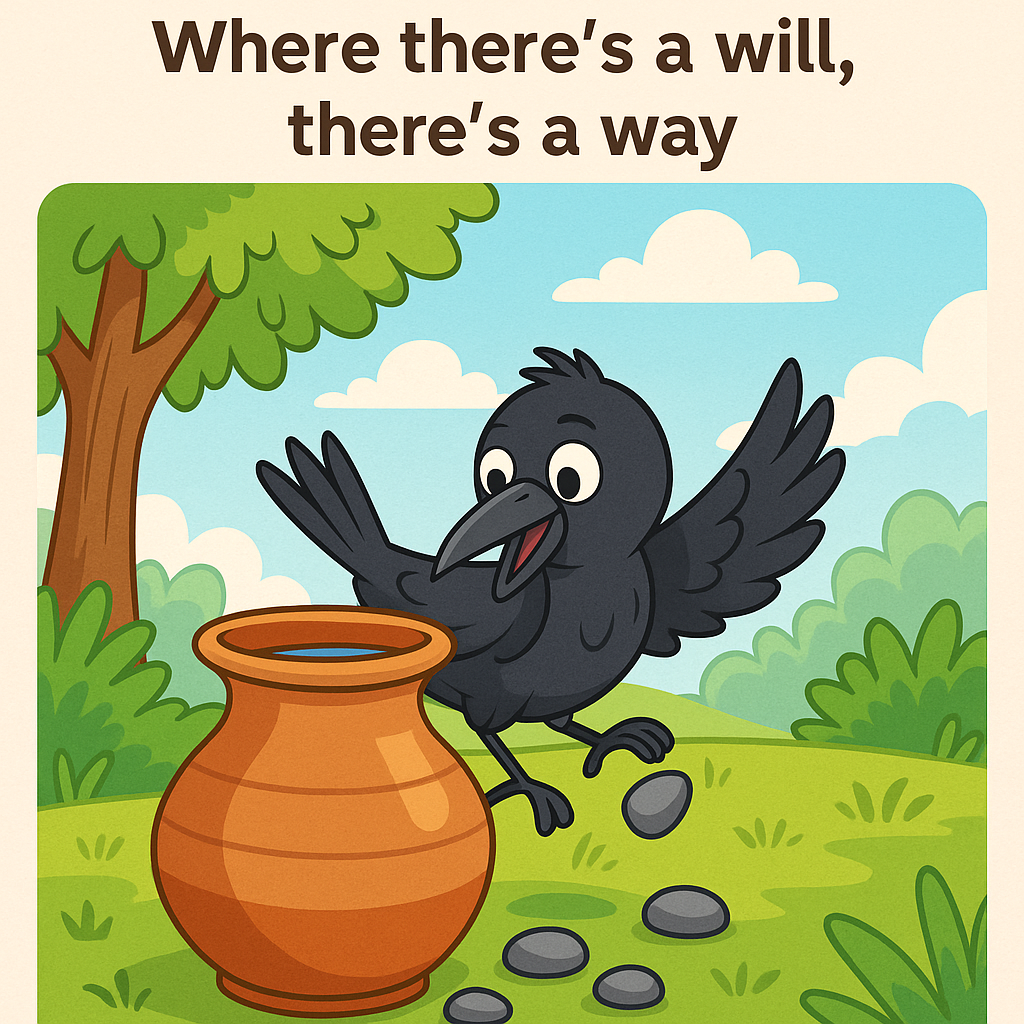Read more about the article The Crow and the Pot of Water – Lesson: Where there’s a will, there’s a way.
