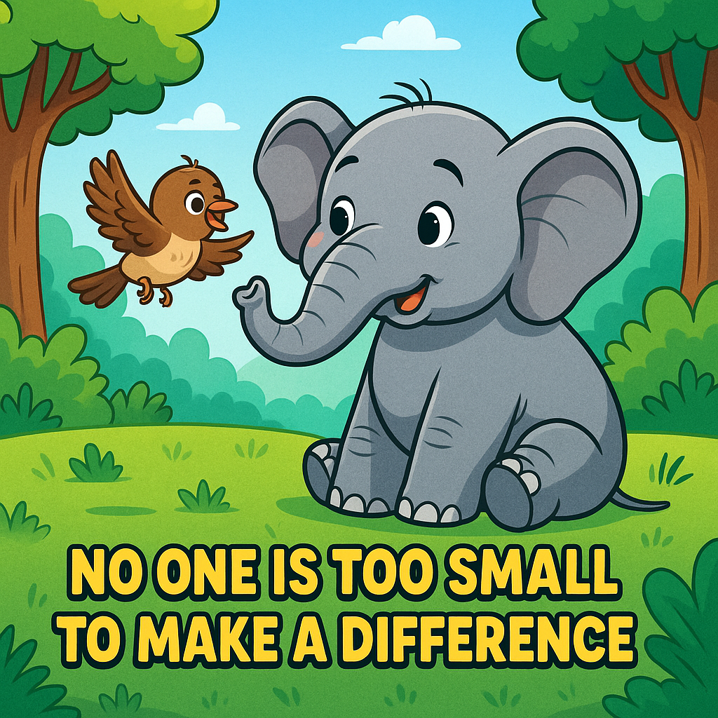 You are currently viewing The Sparrow’s Big Lesson to the Elephant – Lesson: No one is too small to make a difference.